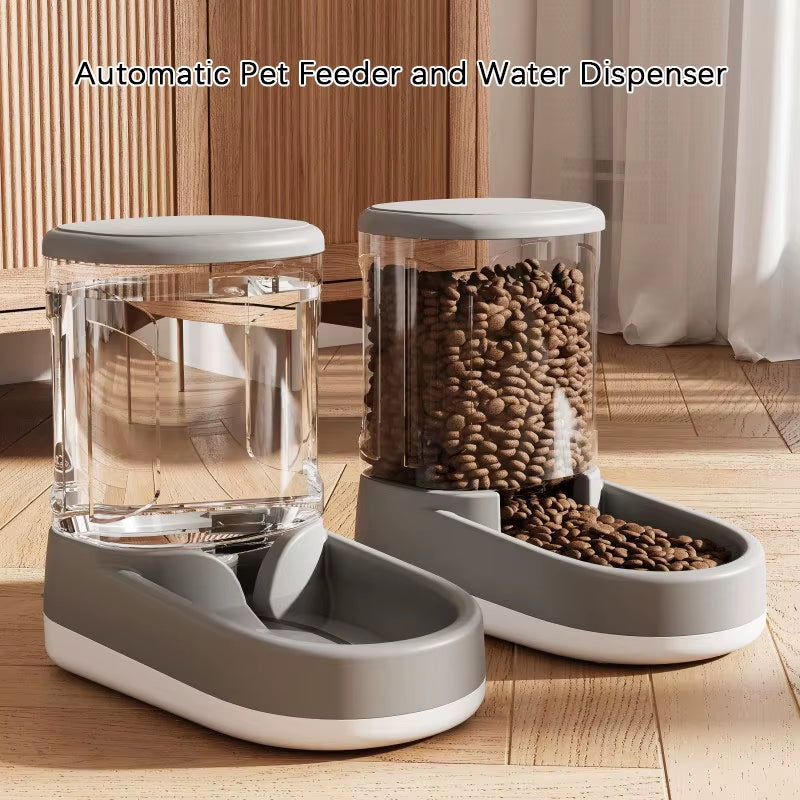 Automatic Pet Feeder Water Dispenser Dog Cat Gravity Food Water Dispenser with Pet Food Bowl Large Capacity