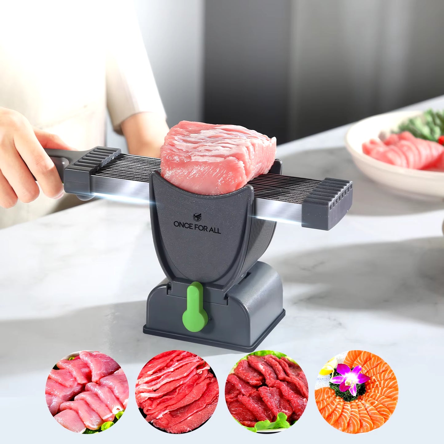 ONCE for All Meat Slicer and Cleaver Kitchen Knife Set for Meat Slicing and Shredding, Manual Fresh Meat Cutter, Slicer for Beef