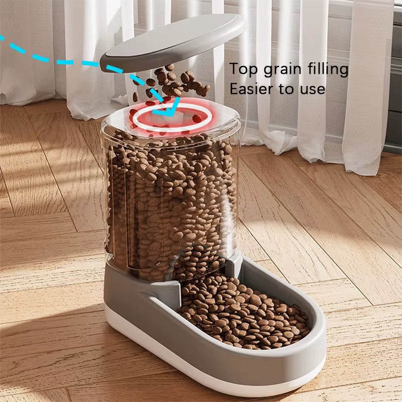 Automatic Pet Feeder Water Dispenser Dog Cat Gravity Food Water Dispenser with Pet Food Bowl Large Capacity