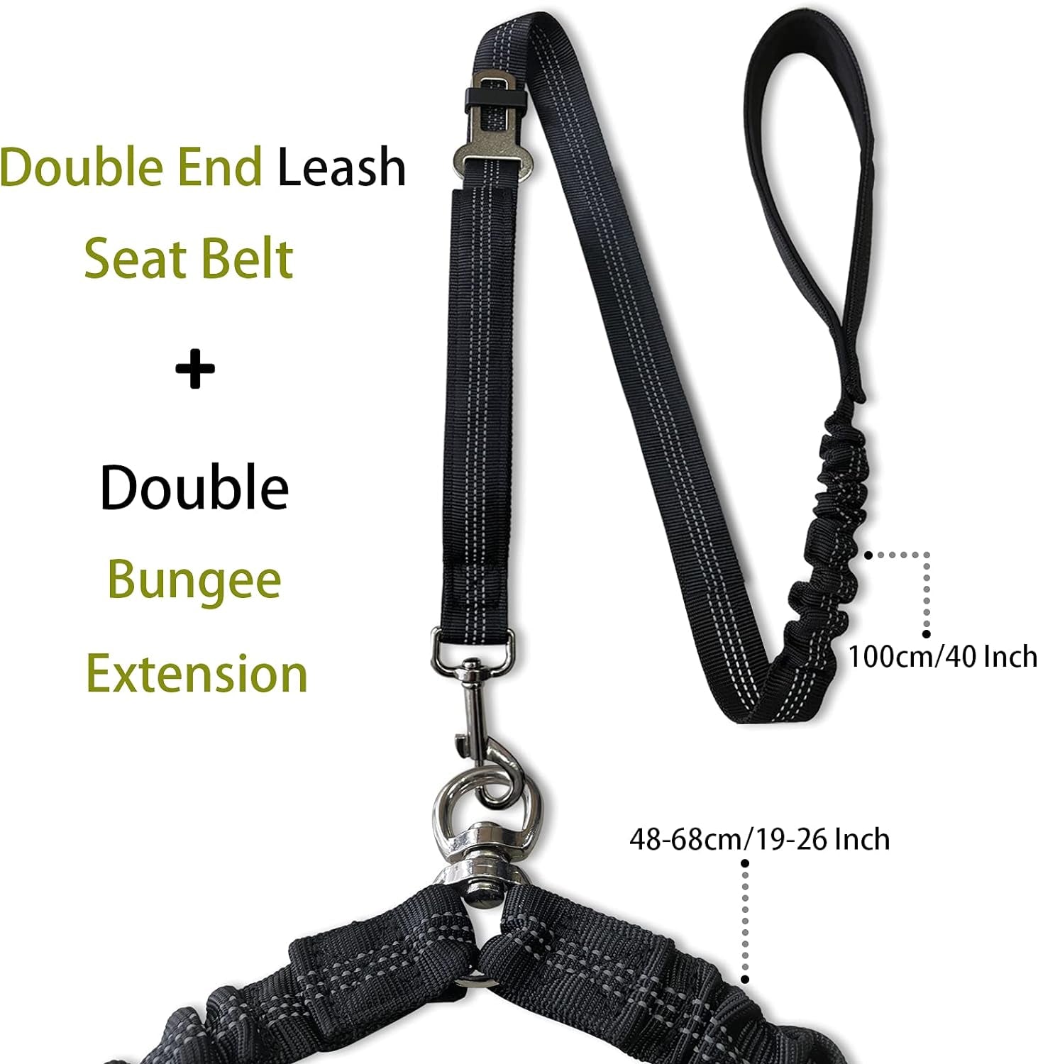 Double Dog Leash, Dual Leash for Dogs 360° No Tangle Two Dogs Leash Adjustable Tangle Free Double Leash for Small Medium Large Dogs Walking Training(Black)