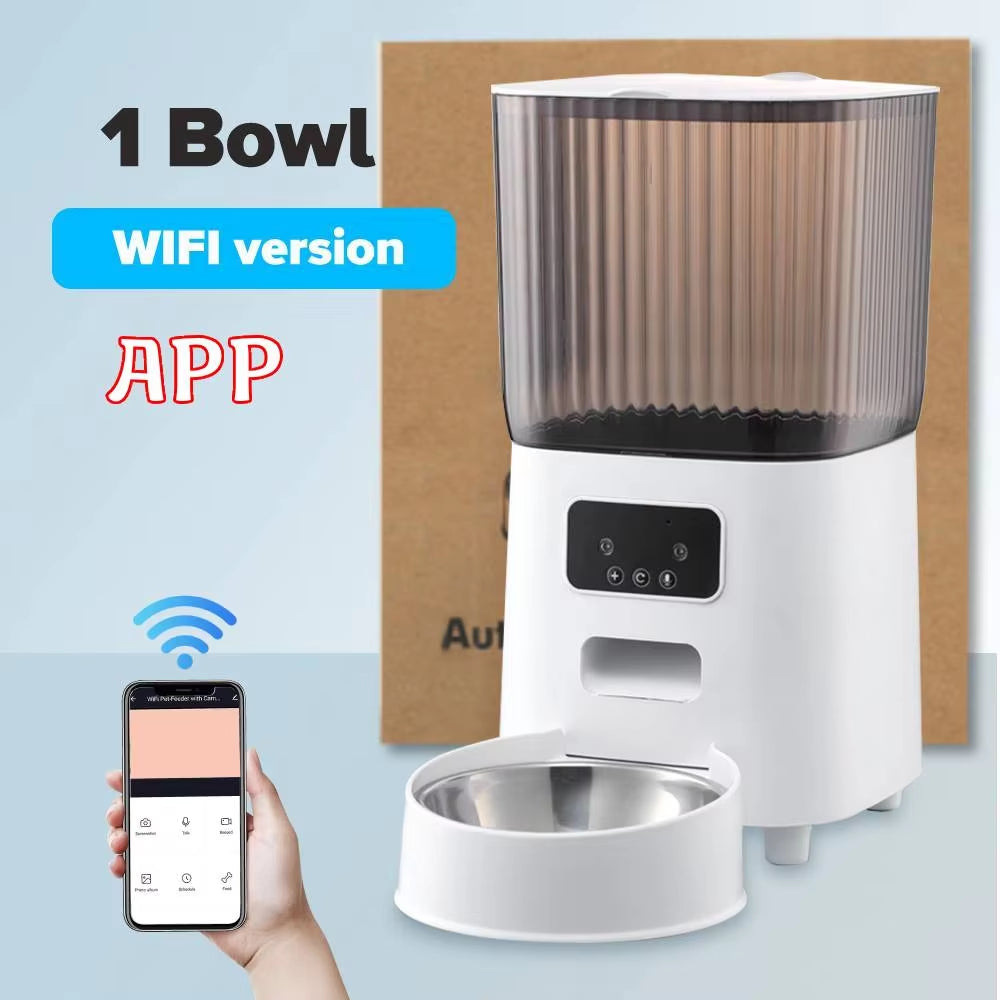 5L Automatic Feeder Cats Wifi with Camera HD Smart Interactive Pet Food Dispenser Timer Stainless Steel Bowl Auto Dog Feeder