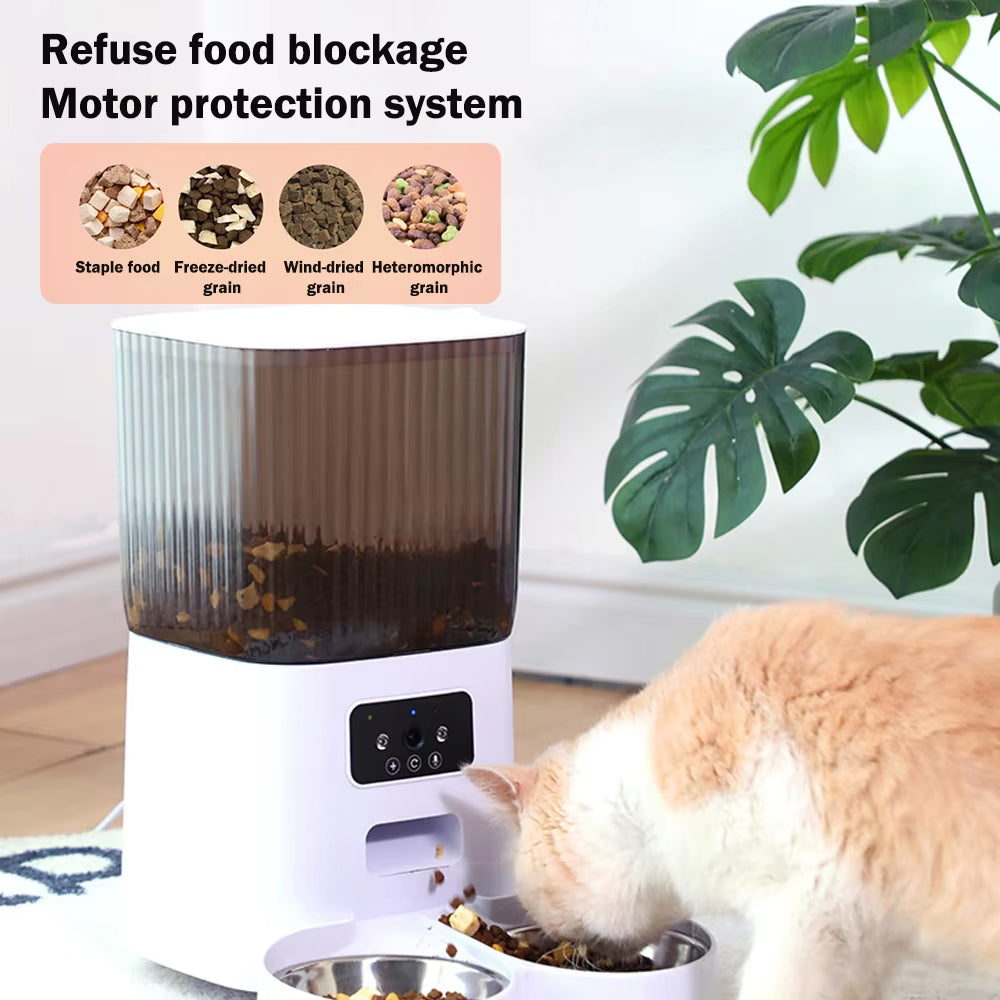 5L Automatic Feeder Cats Wifi with Camera HD Smart Interactive Pet Food Dispenser Timer Stainless Steel Bowl Auto Dog Feeder