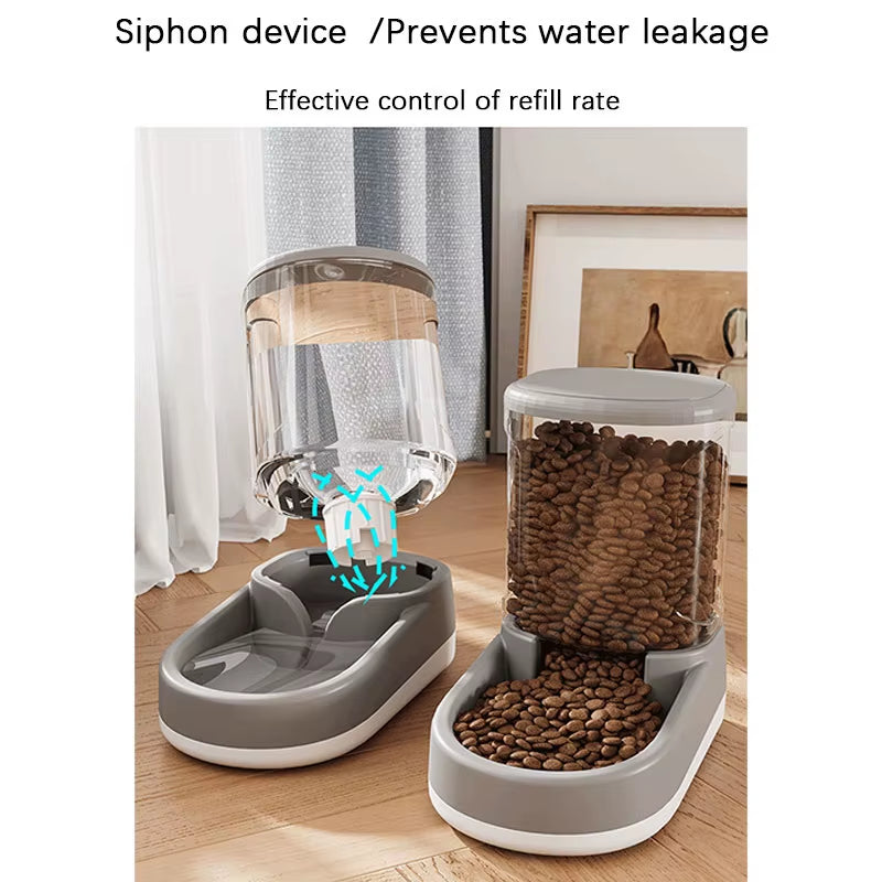 Automatic Pet Feeder Water Dispenser Dog Cat Gravity Food Water Dispenser with Pet Food Bowl Large Capacity