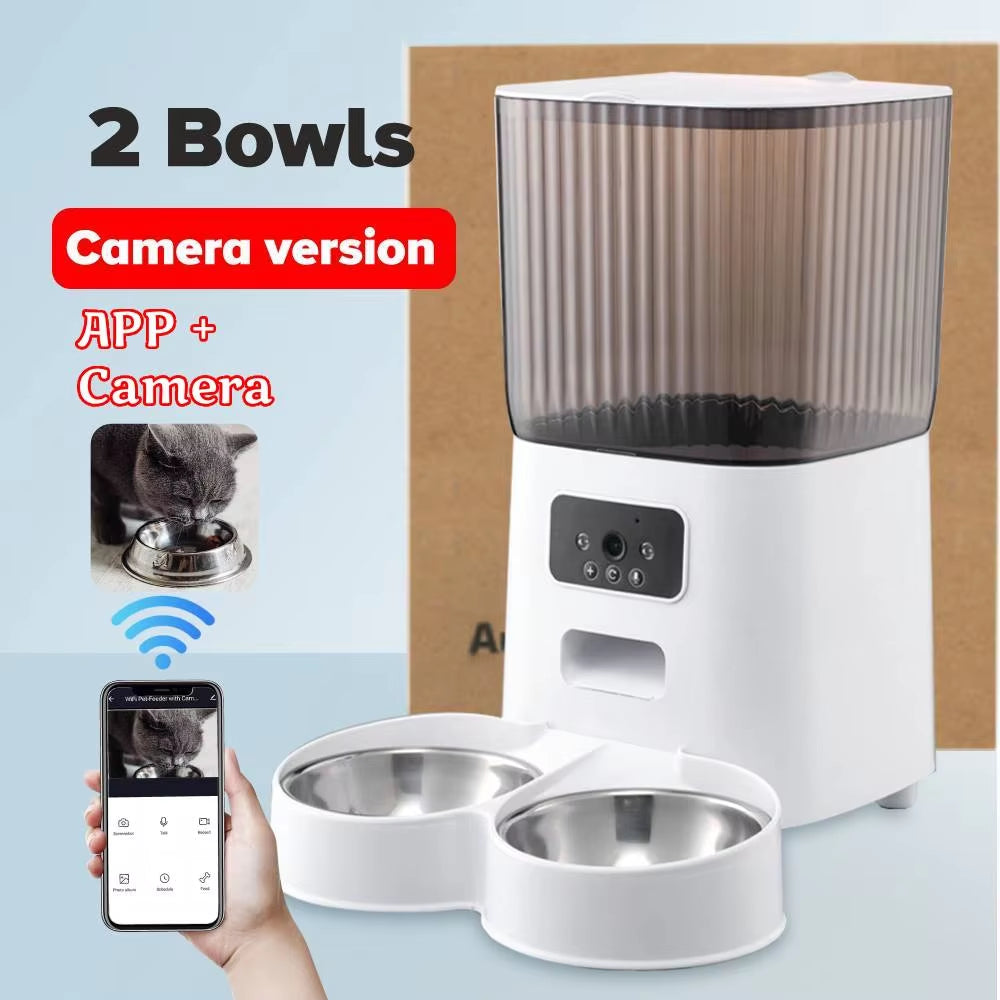 5L Automatic Feeder Cats Wifi with Camera HD Smart Interactive Pet Food Dispenser Timer Stainless Steel Bowl Auto Dog Feeder