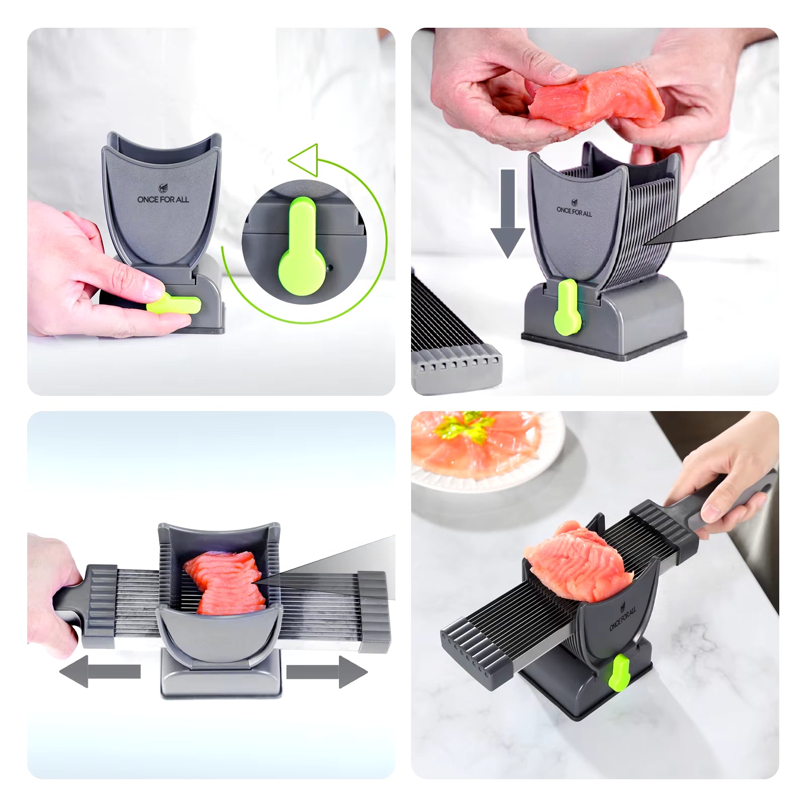 ONCE for All Meat Slicer and Cleaver Kitchen Knife Set for Meat Slicing and Shredding, Manual Fresh Meat Cutter, Slicer for Beef