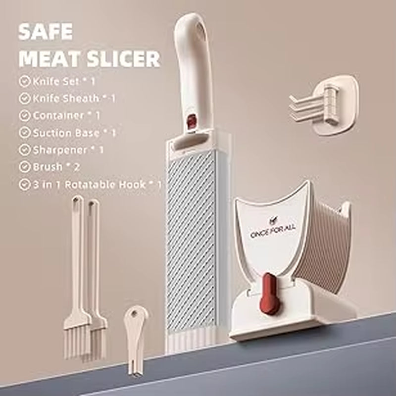 ONCE for All Meat Slicer and Cleaver Kitchen Knife Set for Meat Slicing and Shredding, Manual Fresh Meat Cutter, Slicer for Beef