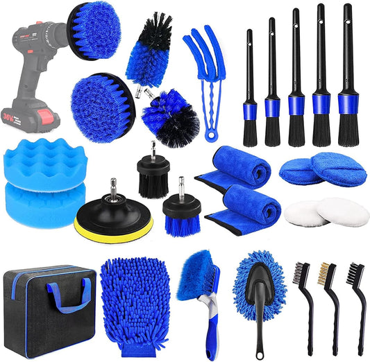 27Pcs Car Detailing Kit,Car Detailing Brush Set,Car Cleaning Kit, Car Windshield Cleaning Tool,Car Cleaning Tools Kit for Interior,Exterior,Wheels